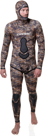 Cressi Men's Katana Man 2 Two-Piece Wetsuit in 5mm Neoprene for Freediving and Fishing, Light Brown, M