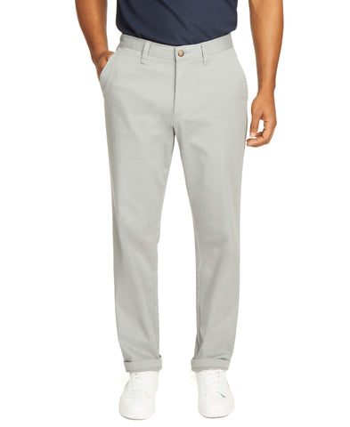 Nautica Men's Classic Fit Flat Front Stretch Solid Chino Deck Pant, Radial Grey, 32W 34L