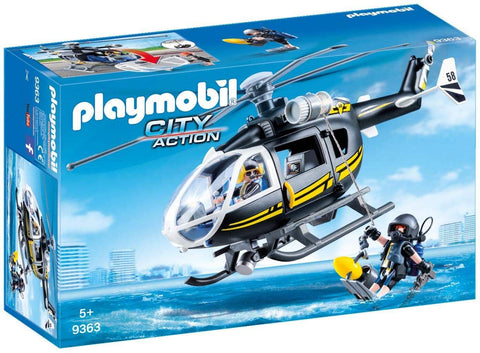 Playmobil 9363 City Action SWAT Helicopter with Working Winch, Fun Imaginative Role-Play, PlaySets Suitable for Children Ages 4+