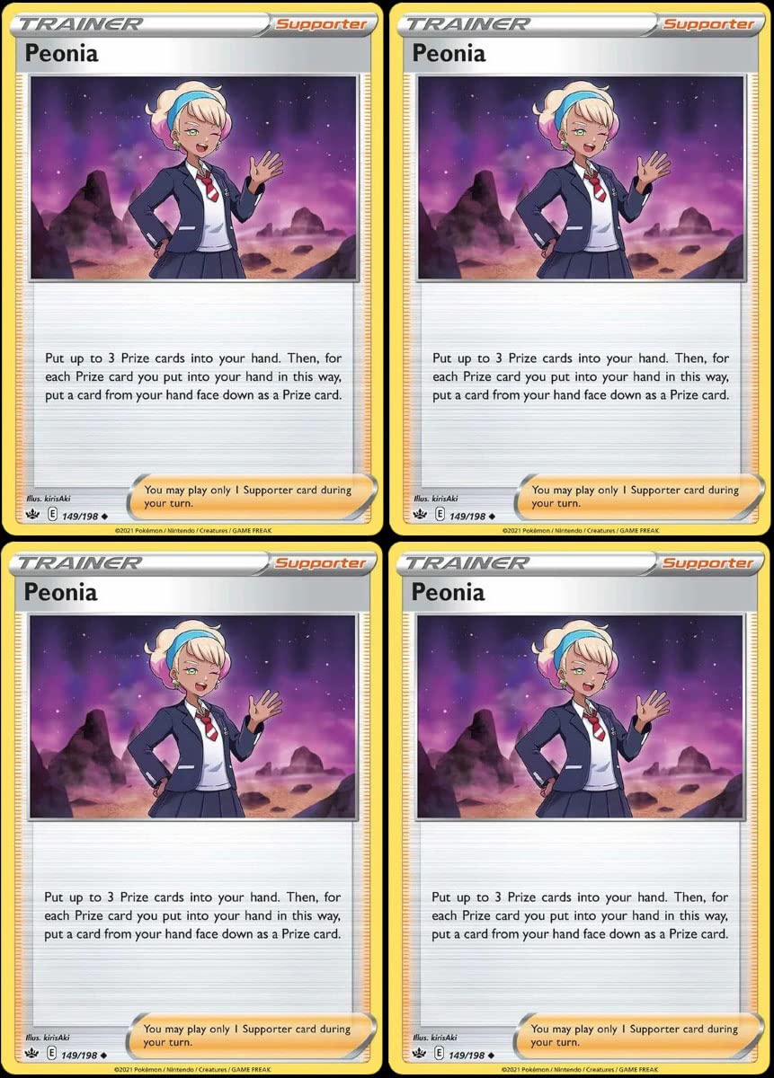 Peonia 149/198 - Chilling Reign - Pokemon Trainer Card Lot - Playset x4