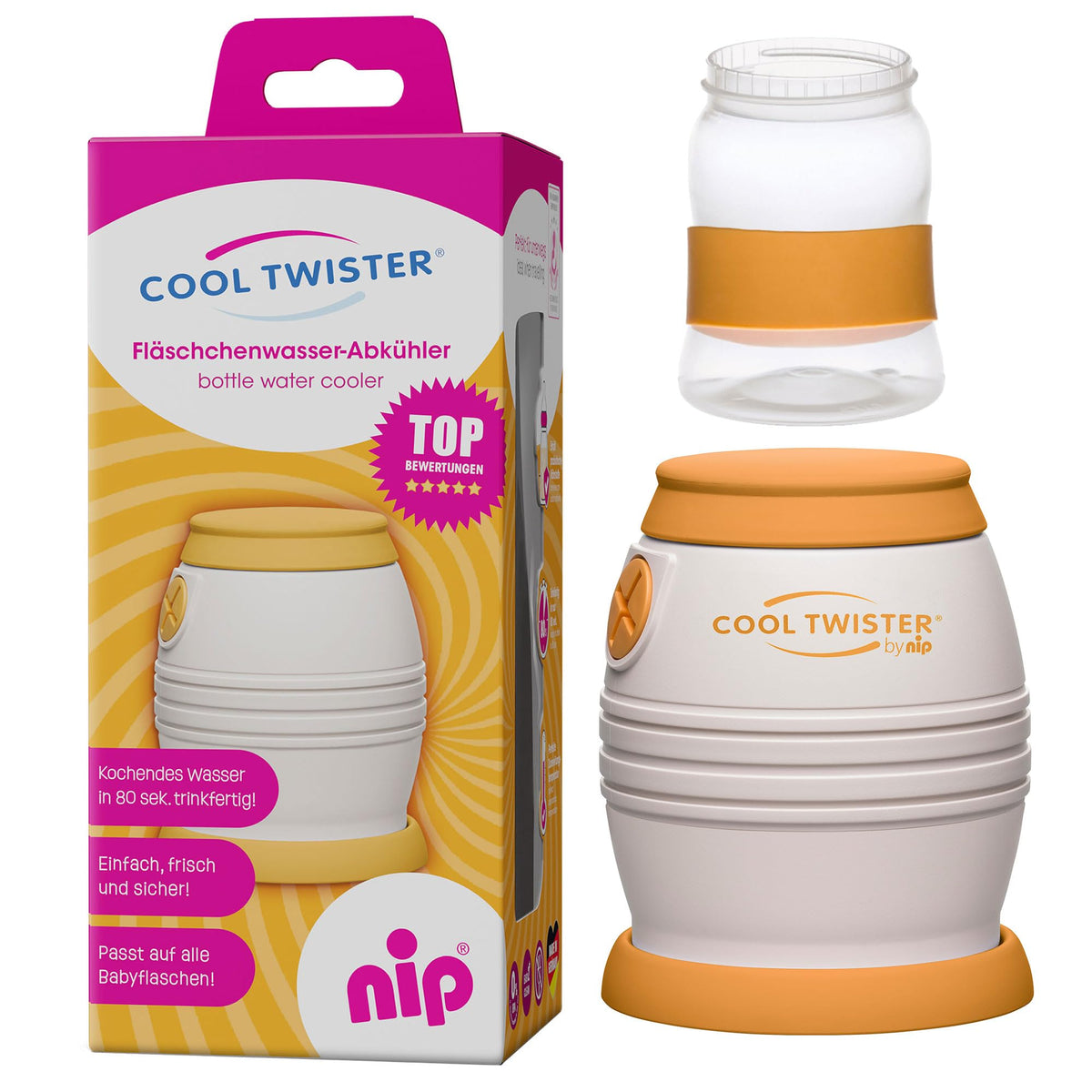 nip Cool Twister Bottle Water Cooler - Cools Boiling Water Exactly to 40, 50, 60 or 70Â°, BPA-Free, from 0 Years