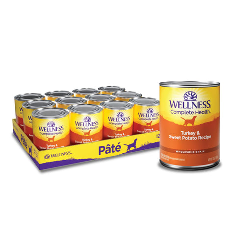 Wellness Complete Health Natural Wet Canned Dog Food Turkey & Sweet Potato, 12.5 Oz (Pack of 12)