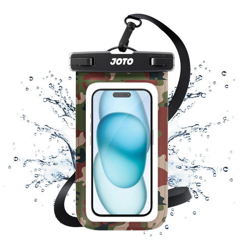 JOTO Waterproof Phone Pouch Cellphone Dry Bag Case for iPhone 16 15 14 13 12 Pro Plus Max XR X 8 7 6S SE, Galaxy S23 S22 S22+ S21 up to 7" -Camo