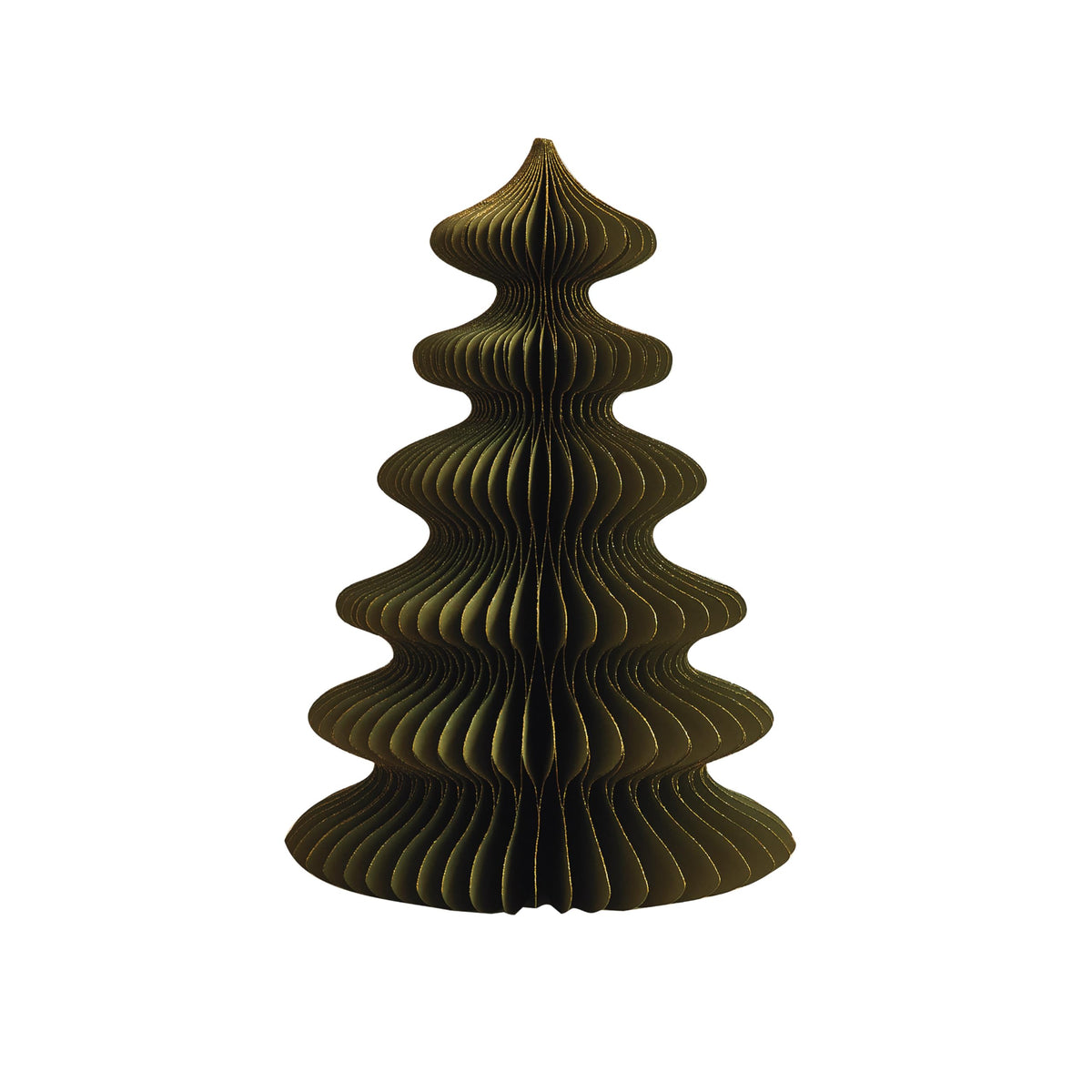Creative Co-op Paper Folding Honeycomb Tree with Gold Glitter, Green