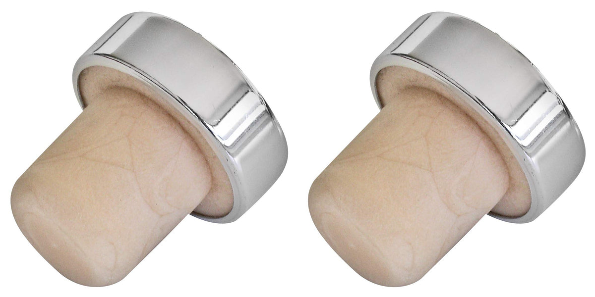 Fackelmann Wine Bottle Stopper Set, Cork, Silver, 7 x 3 x 3 cm