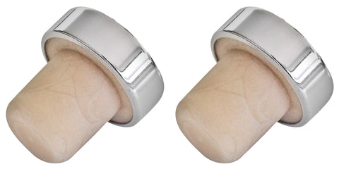 Fackelmann Wine Bottle Stopper Set, Cork, Silver, 7 x 3 x 3 cm