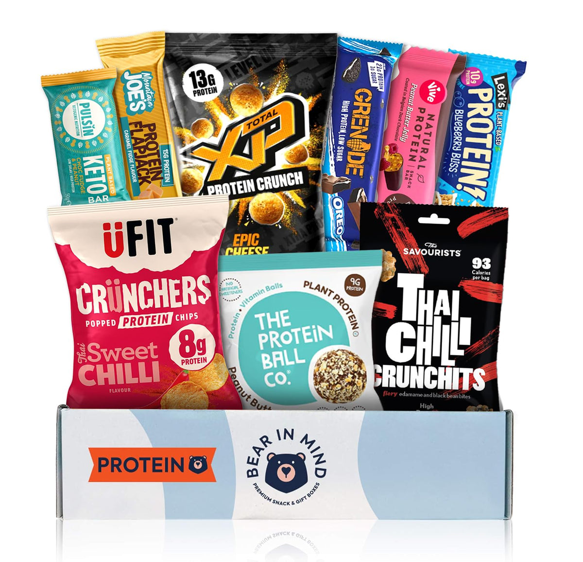 Ultimate Protein Hamper: High-Protein Snacks Gift Box - Premium Gym Gifts for Men & Women - Ideal Hampers for Men, Gym Hamper for Fitness Enthusiasts - Men's & Women's Handpicked Snack Selection