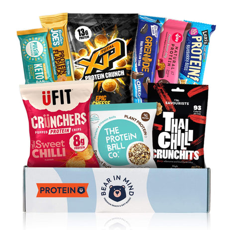 Ultimate Protein Hamper: High-Protein Snacks Gift Box - Premium Gym Gifts for Men & Women - Ideal Hampers for Men, Gym Hamper for Fitness Enthusiasts - Men's & Women's Handpicked Snack Selection