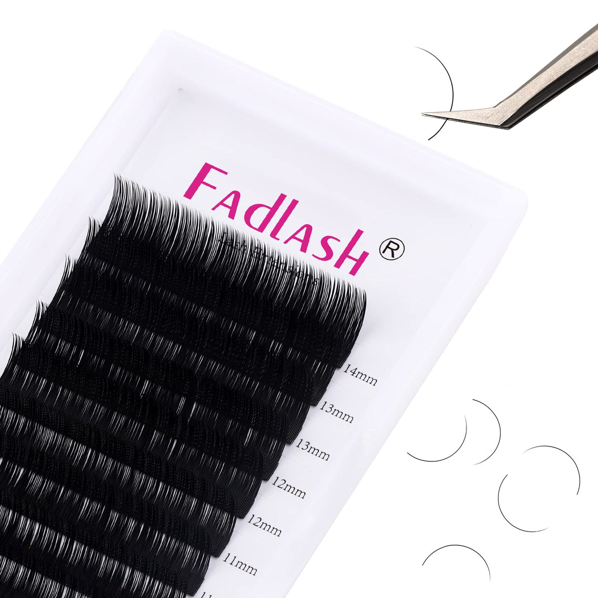 Fadlash Individual Classic Eyelash Extension 0.20mm C Curl 8-14mm Mixed Tray 1:1 Matte Black Professional Classic Individual Lashes