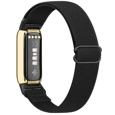 Elastic Nylon Straps Compatible with Fitbit Luxe Strap for Women Men, Soft Adjustable Stretchy Sport Bands Replacement Wristband for Fitbit Luxe Fitness Tracker Only (Black)