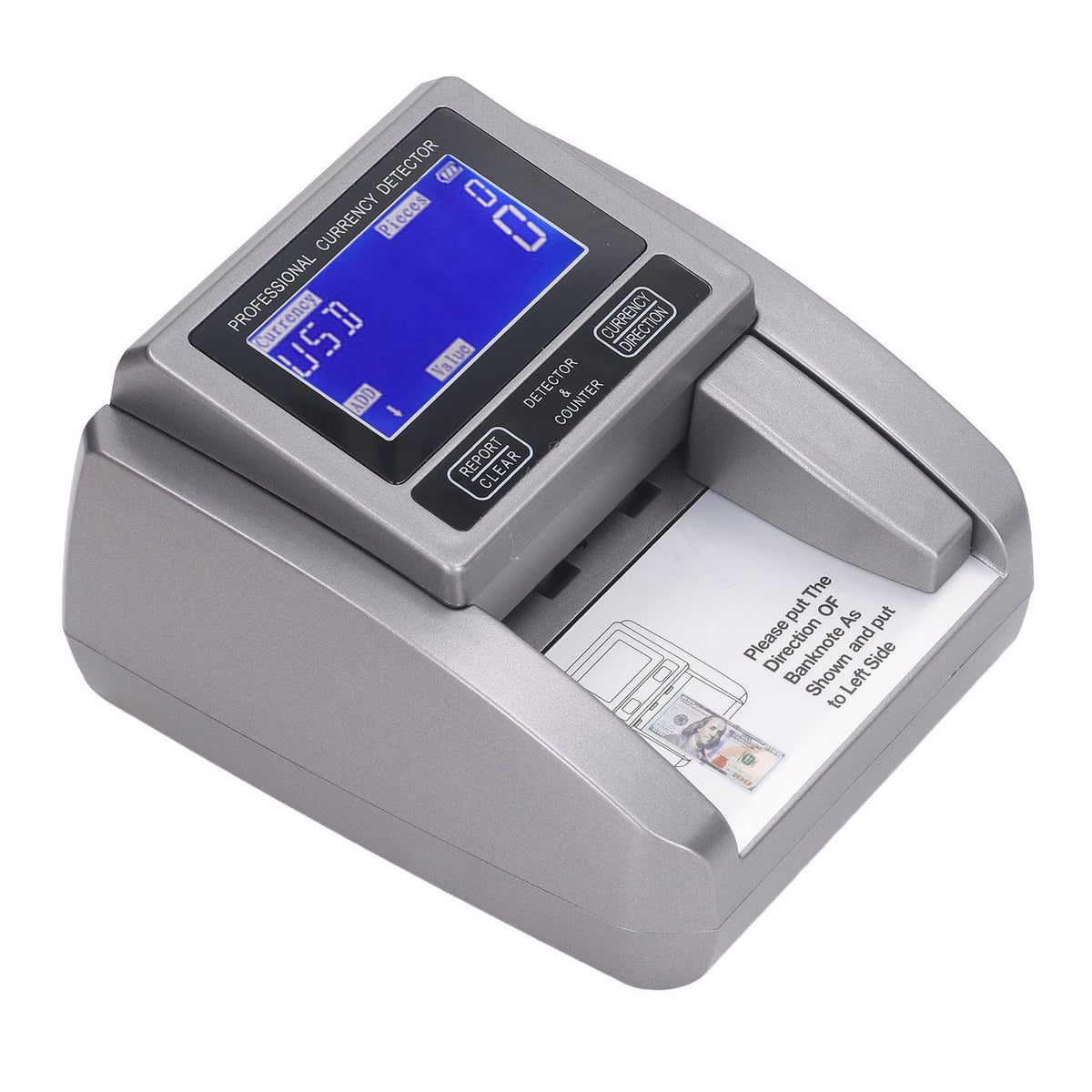 Multi Currency Bill Counter with UV MG IR MT Counterfeit Detection, Denomination Money Counter Machine, Add and Batch Mode, 120 Bills per Min, LED Display Cash Counting Machine