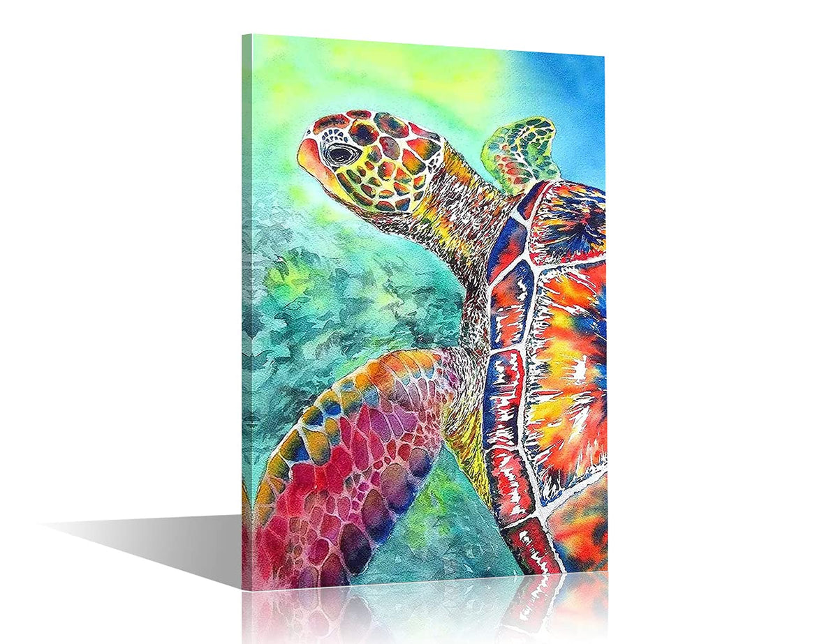 TISHIRON Wall Art Canvas Prints Sea Turtle Picture Painting Modern Wall Artwork Frame Ready to Hang for Bathroom Home Office Decor-45 x30 CM