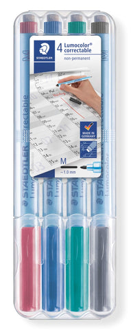 Staedtler 305M WP4 Lumocolor Correctable Transparency Pen Nib M Pack of 4