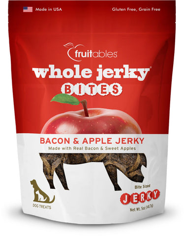 Fruitables Small Dog Treats - Whole Jerky Bites - Healthy Treats - Bacon & Apple Flavor - 5 Ounces