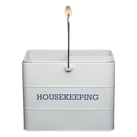 KitchenCraft Living Nostalgia Cleaning Caddy with Handle, Metal, 33 x 21 x 26 cm, French Grey