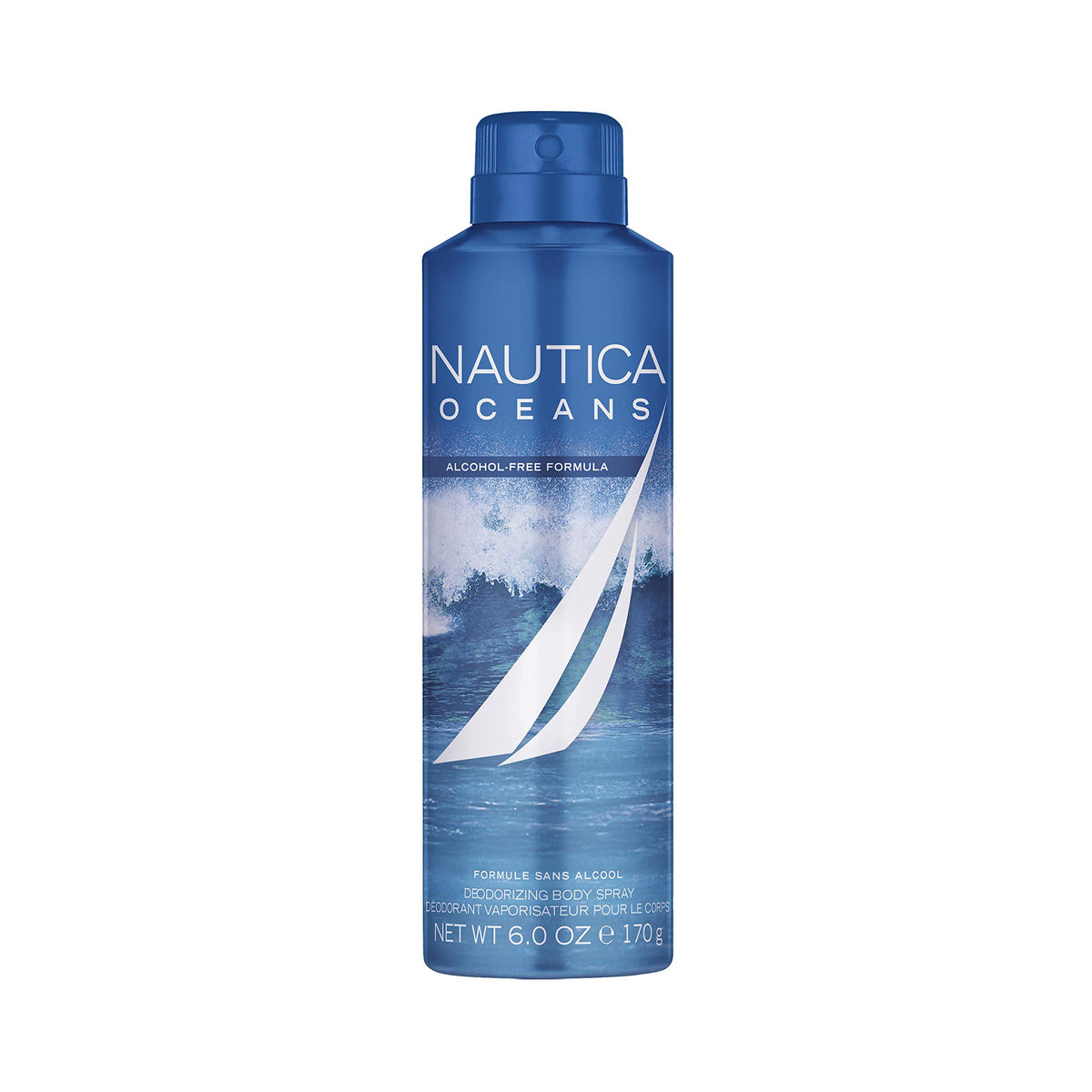 Nautica Oceans Deodorizing Body Spray, Non-Drying, Alcohol-Free, Vegan Formula, Fresh Citrus Scent, 6.0oz