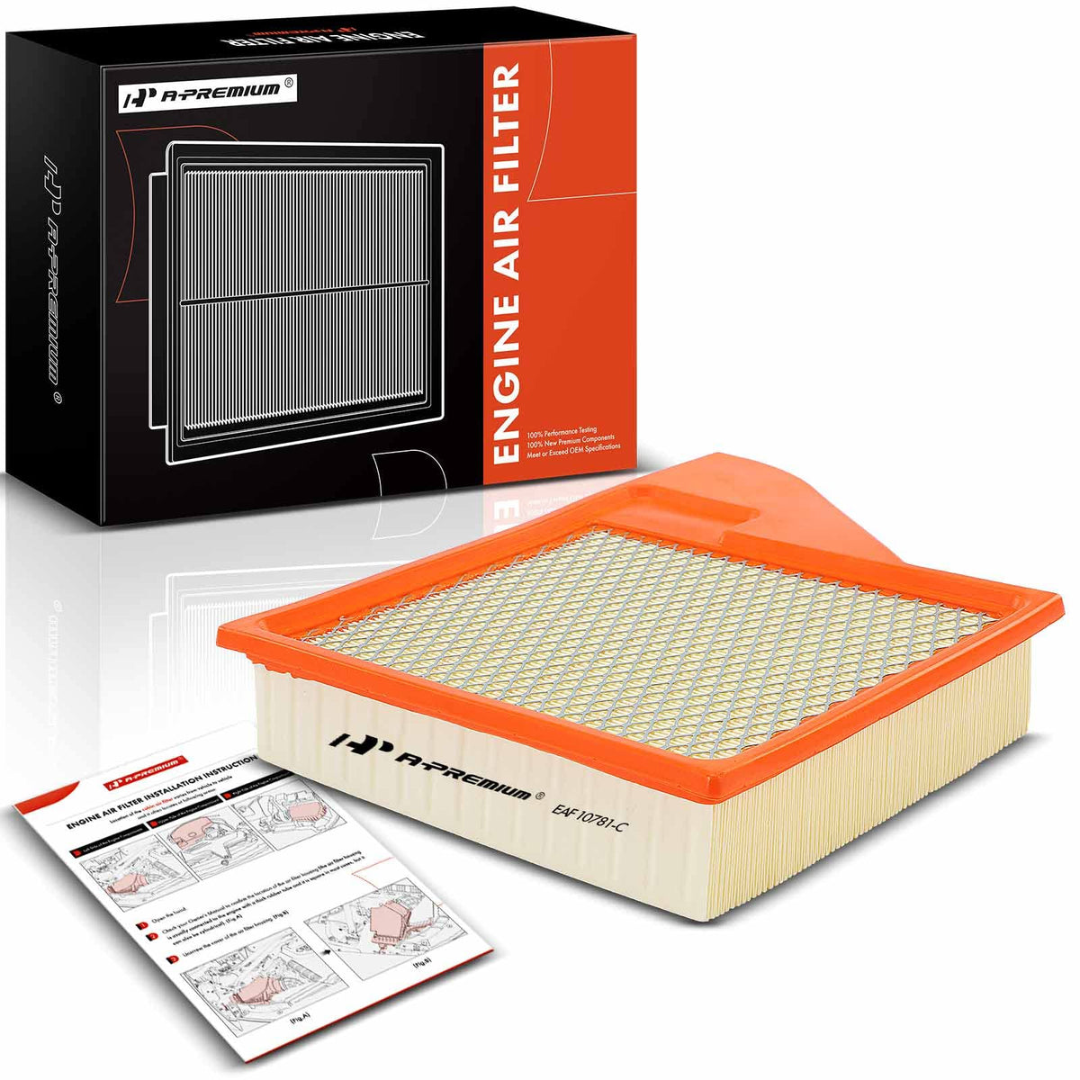 A-Premium Engine Air Filter Compatible with Ford Mustang 2010-2014, 3.7L 4.6L 5.0L, Flexible Panel, Replace# AR3Z9601B