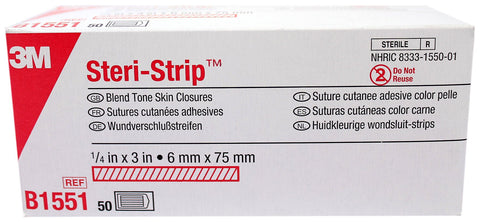 3M Steri-Strip Blend Tone Skin Closure 1/4" x 3" Box: 50