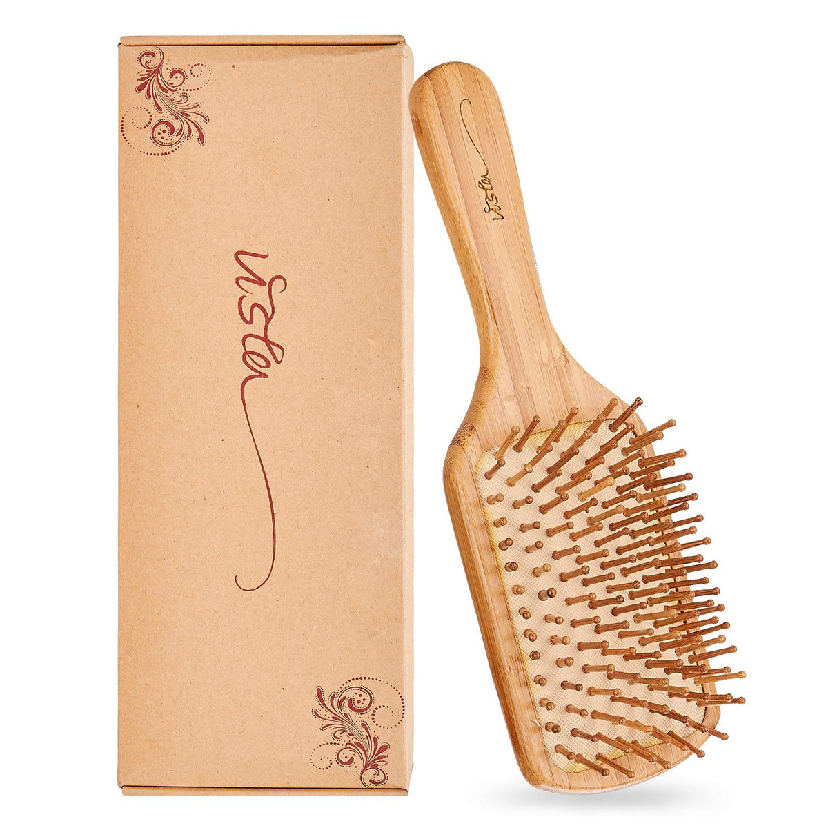 Hair Brush, Bamboo Hairbrush For Long,Thick,Curly,Wavy,Dry or Damaged Hair, Reducing Hair Breakage and Frizzy, No More Tangle, with Exquisite Cloth Bag