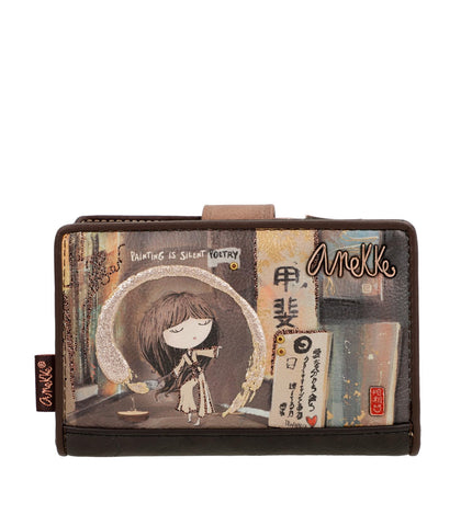 Anekke - Womens Medium Wallet - RFID Protection - Leather Wallet with Zipper Closure and ShÃƒÆ’Ã†â€™ÃƒÂ¢Ã¢â€šÂ¬Ã‚Â¦ÃƒÆ’Ã¢â‚¬Å¡Ãƒâ€šÃ‚Âen Tab - Womens Accessories and Accessories - Measures 14 x 10 x 2 cm, multicoloured