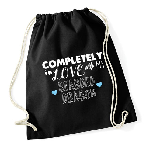 HippoWarehouse Completely in love with my Bearded Dragon Drawstring Cotton School Gym Kid Bag Sack 37cm x 46cm, 12 litres