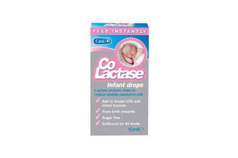 Care Co-Lactase, Sugar Free, Instant Feed Lactase Enzyme Drops, Suitable from Birth Onwards, Infant Drops, Reduces Bloating and Wind, 10ml Drops
