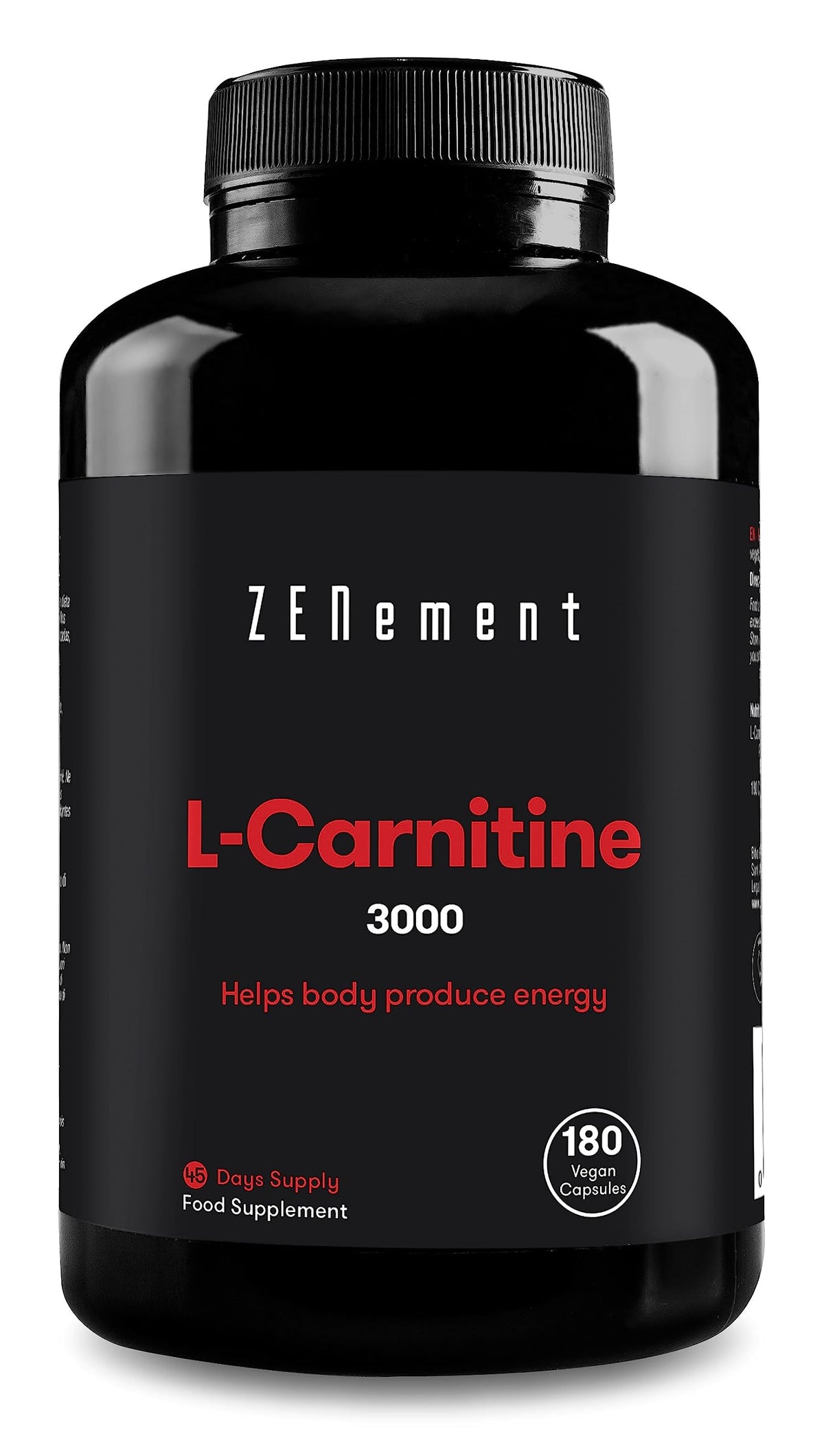 L-Carnitine 3000mg per dose | Improves Sports Performance, Weight Loss, Energy Resistance | High Strength | 180 Vegan Capsules | Non GMO, Gluten Free | Zenement