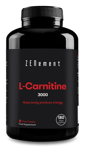 L-Carnitine 3000mg per dose | Improves Sports Performance, Weight Loss, Energy Resistance | High Strength | 180 Vegan Capsules | Non GMO, Gluten Free | Zenement