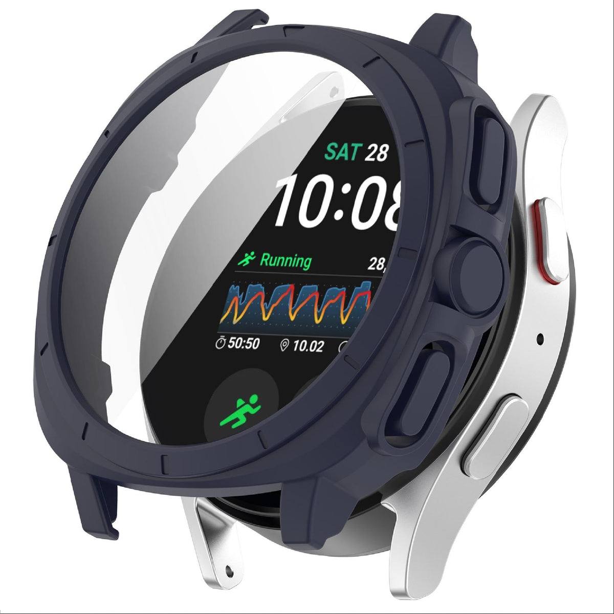 GIOPUEY Case Compatible with Samsung Galaxy Watch 7 44MM, Glass Protective Film + Hard Plastic Bezel, Samsung Galaxy Watch 7 44MM Cover - blue