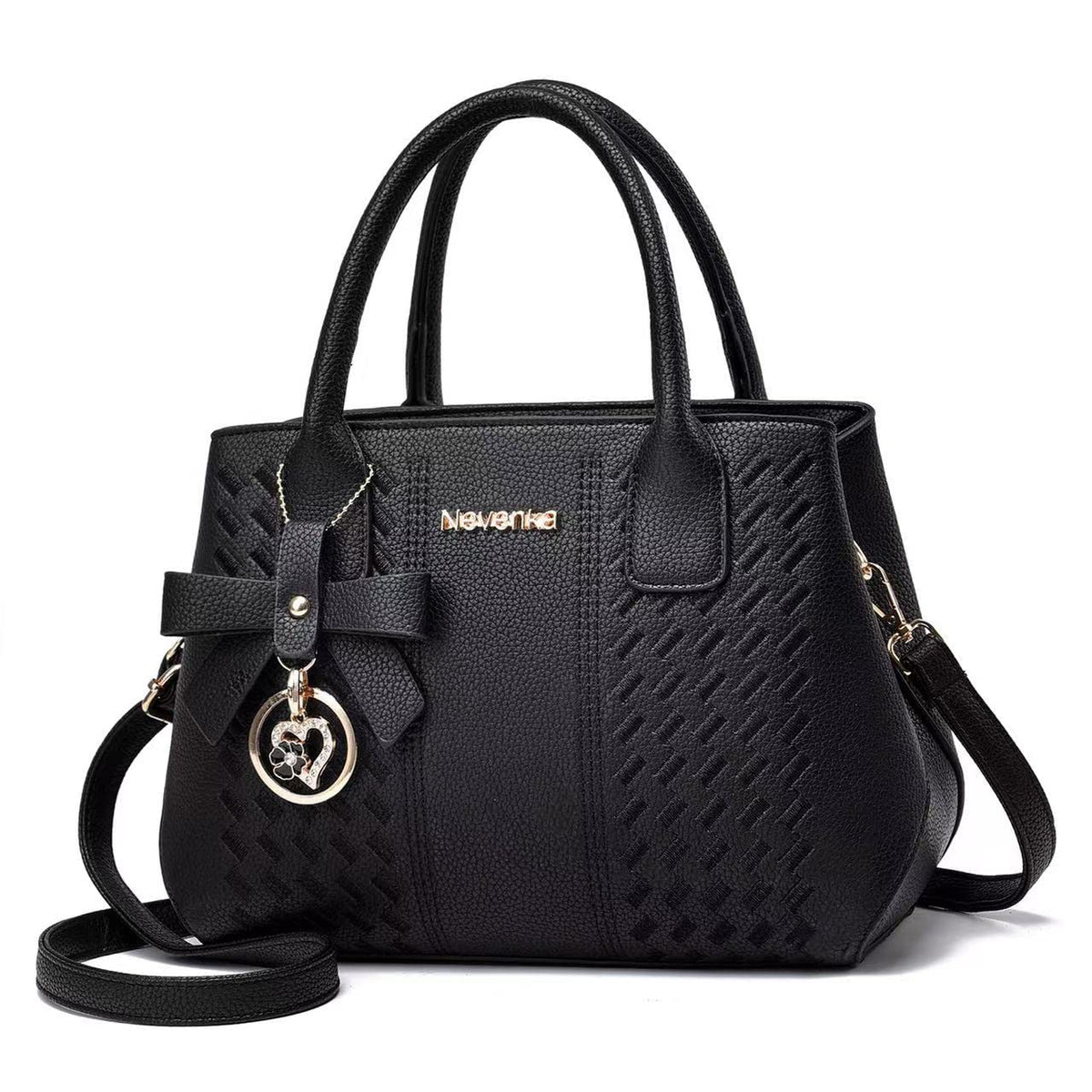Nevenka Womens Purses and Handbags Shoulder Bag Ladies Designer Satchel (Black)