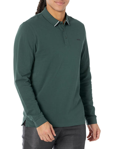 HUGO Regular Fit Reversed Logo Long Sleeve Polo Shirt