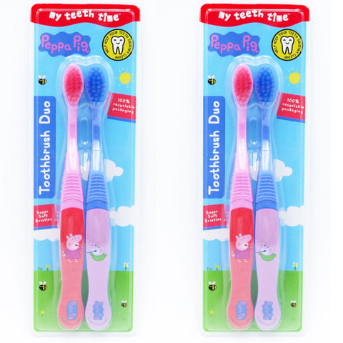 Peppa Bundle with Peppa Pig Toothbrush Duo 2X 2pack with Oerich Lunchbox Card