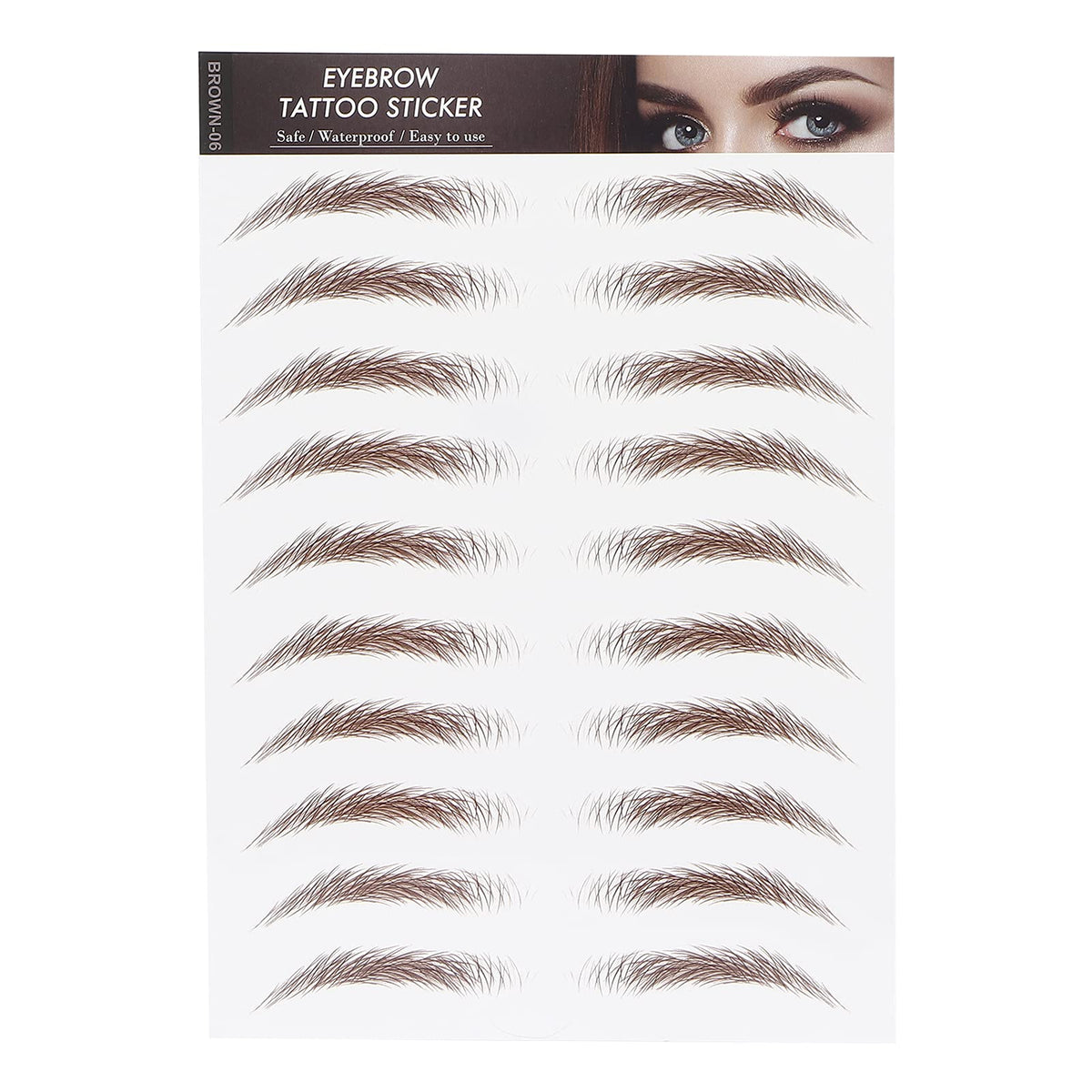 6D Eyebrow Tattoo Sticker Professional Waterproof Eyebrow Transfer Sticker Eyebrow Makeup Tool for Women and Girls (Brown)(BROWN-06)