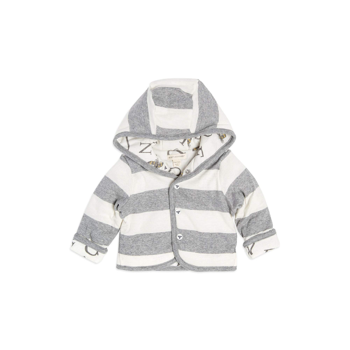 Burt's Bees Baby baby girls Sweatshirts, Lightweight Zip-up Jackets & Coats, Organic Cotton Hooded Sweatshirt, Heather Grey Abc, 18 Months US