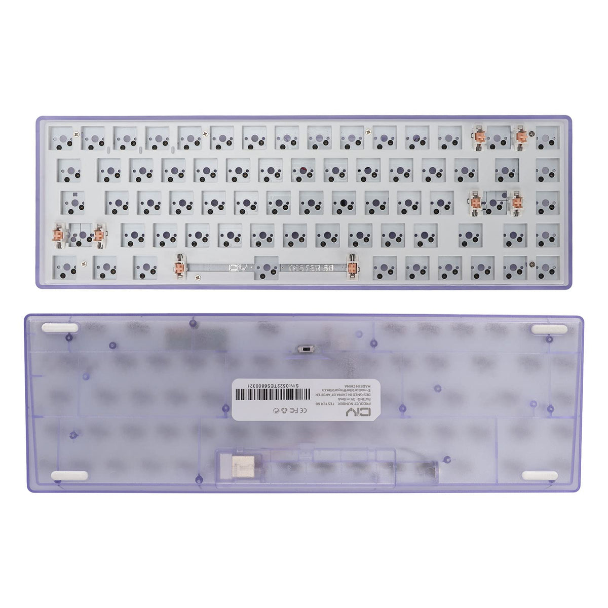 VBESTLIFE 68 Keys Modular Mechanical Keyboard, Wired Gaming Keyboard DIY Kit, 65% Layout, Switch Hot Swap, with Bottom Silencer Cotton, Custom Gaming Keyboard()