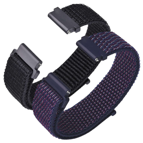ANNEFIT Nylon Sport Loop Watch Bands 16mm, 2 Packs Quick Release Adjustable Strap for Men Women (Black and Indigo)