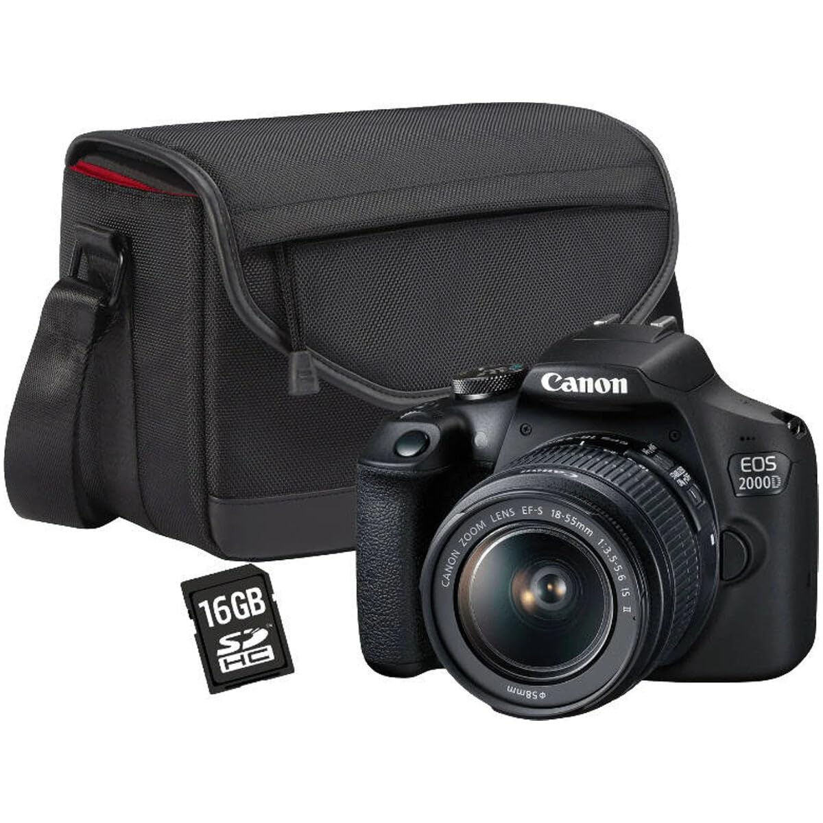 Canon EOS 2000D BK 18-55 is + SB130 + 16GB EU26 SLR Camera Kit, 24.1 MP, CMOS 6000 x 4000 Pixels, Black - Digital Cameras (Full HD, Black)