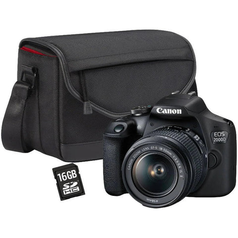 Canon EOS 2000D BK 18-55 is + SB130 + 16GB EU26 SLR Camera Kit, 24.1 MP, CMOS 6000 x 4000 Pixels, Black - Digital Cameras (Full HD, Black)