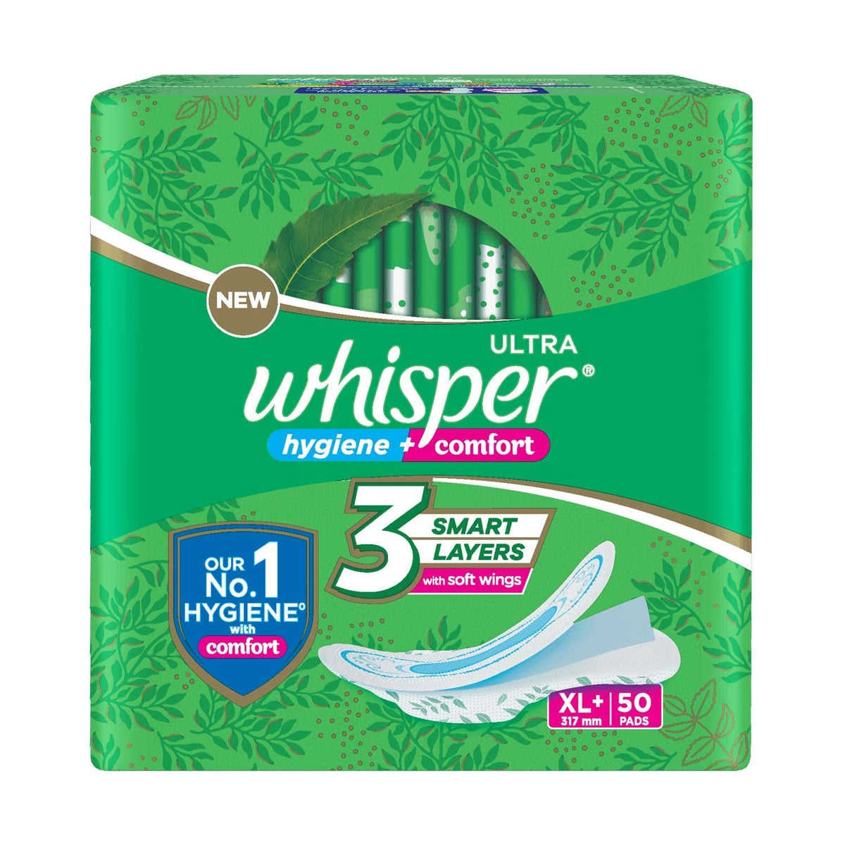 Whisper Ultra Clean Sanitary Pads for Women, XL+ (50 Napkins)