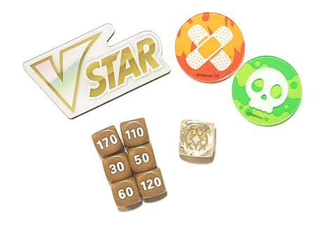 Brilliant Star - Dice & Damage Counter Set - Poison Burn & VStar Marker - Acrylic - Elite Trainer Box Exclusive