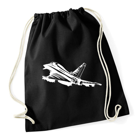 Hippowarehouse fighter jet Drawstring Cotton School Gym Bag 37cm x 46cm, 12 litres