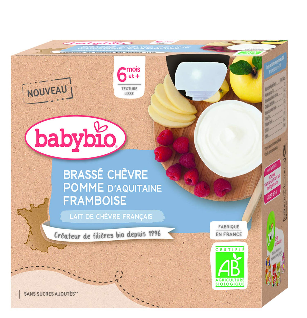 Babybio BrassÃƒÆ’Ã†â€™Ãƒâ€ Ã¢â‚¬â„¢ÃƒÆ’Ã¢â‚¬Â ÃƒÂ¢Ã¢â€šÂ¬Ã¢â€žÂ¢ÃƒÆ’Ã†â€™ÃƒÂ¢Ã¢â€šÂ¬Ã…Â¡ÃƒÆ’Ã¢â‚¬Å¡Ãƒâ€šÃ‚Â© Goat Apple from Nouvelle Aquitaine, Raspberry 6 Months and + Organic 4 Gourds of 85g