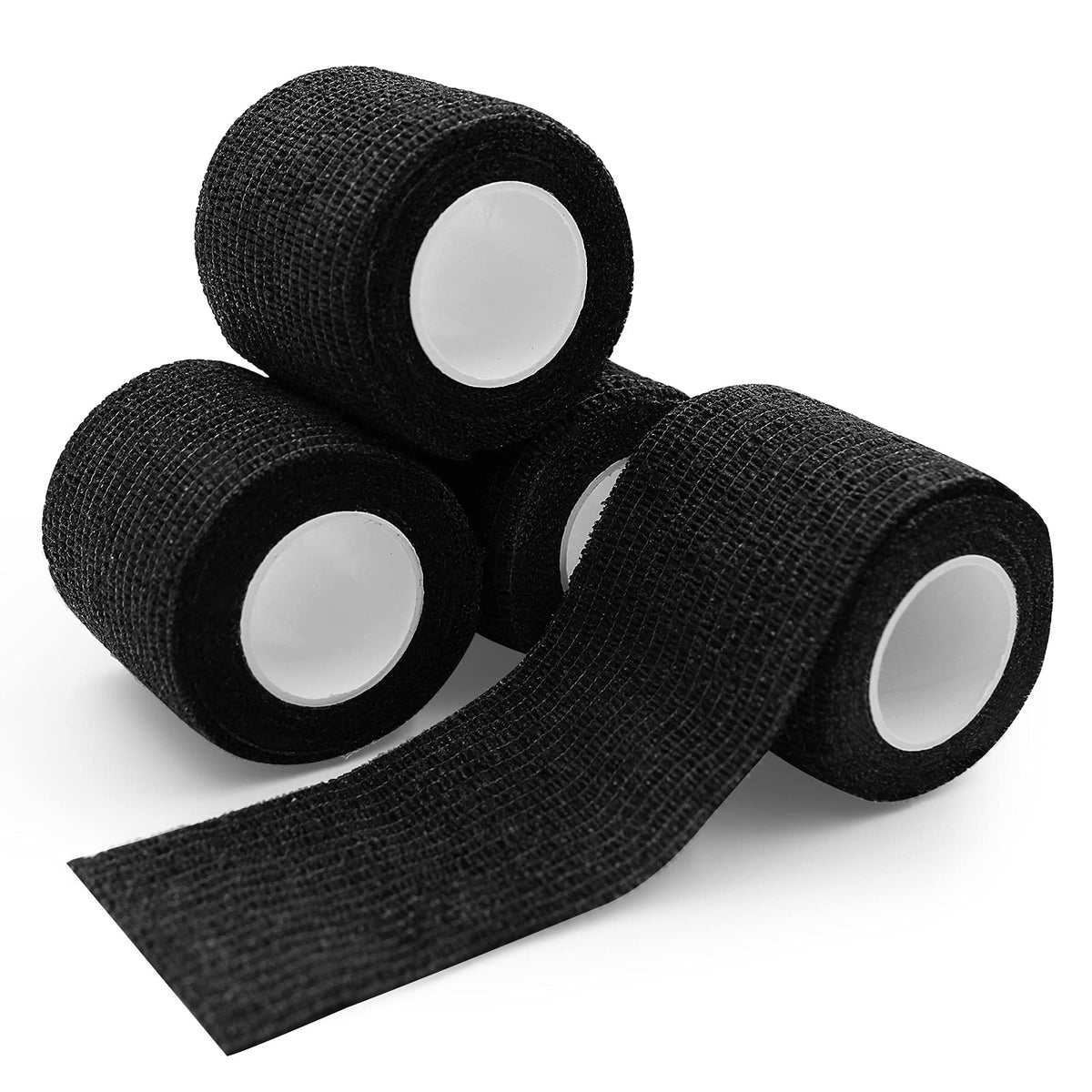 Tattoo Grip Tape - Ruicoo 4pcs Tattoo Grip Wrap Cover Disposable Tape Self-adhesive Bandage 2"x 5 Yards Black Tattoo Grip Tape for Tattoo Machine Grip