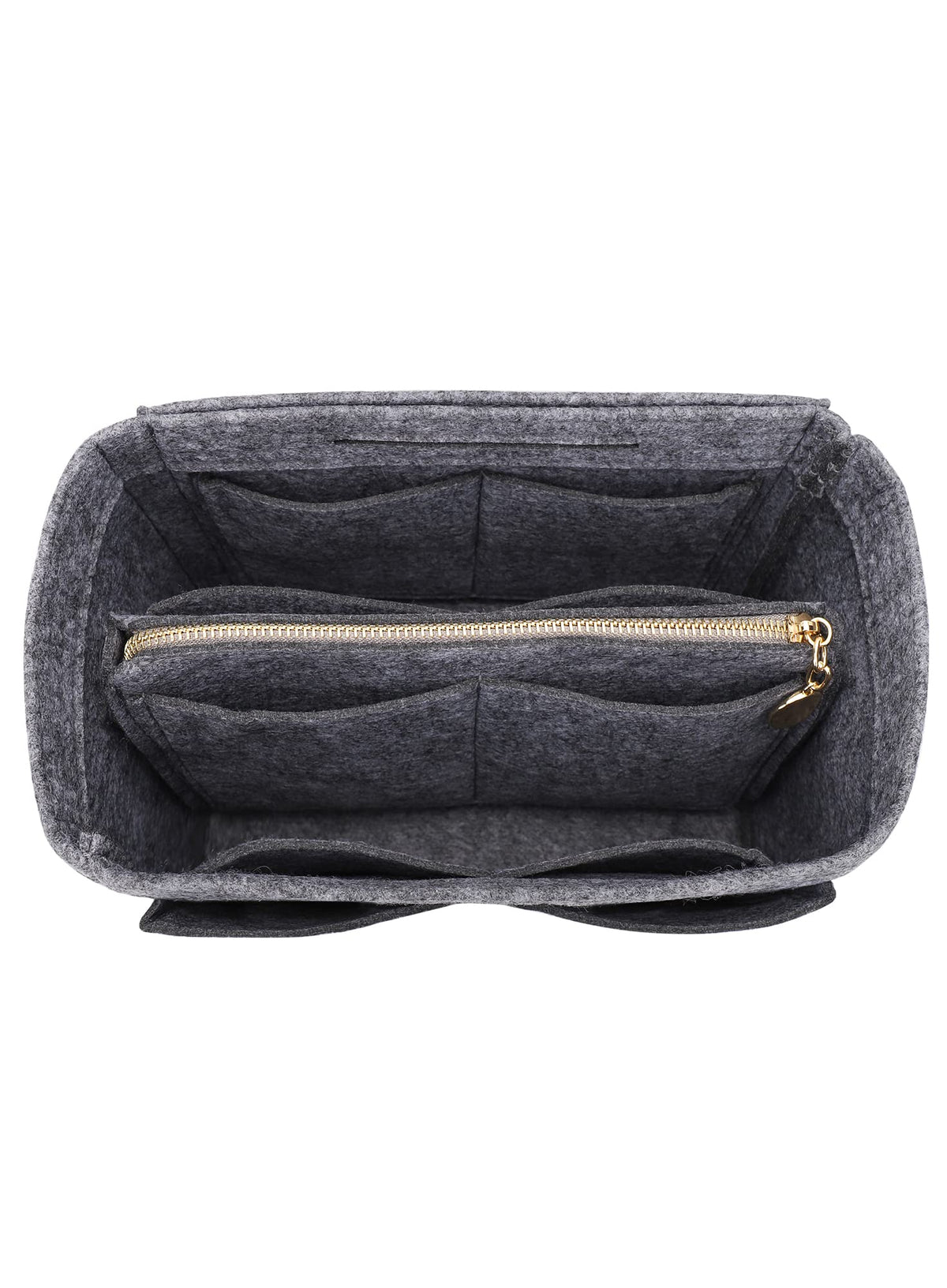 LEXSION Felt Purse Bag Organizer Insert with zipper Bag Tote Shaper Fit Speedy Neverful PM MM 8021 Grey L2