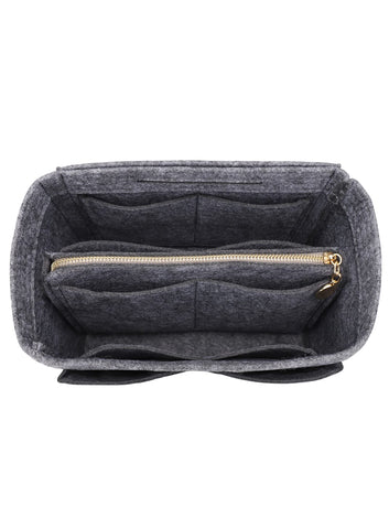 LEXSION Felt Purse Bag Organizer Insert with zipper Bag Tote Shaper Fit Speedy Neverful PM MM 8021 Grey L2