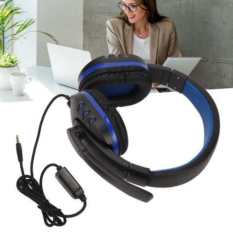 Computer Headset, 3.5mm Noise Filtering Adjustable Volume Gaming Headset Retractable Padded Headband Soft Ear Cups for School