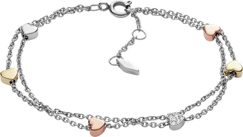 Fossil Bracelet for Women Vintage Motifs, 19 cm Tri-tone Stainless Steel Bracelet, JF02854998