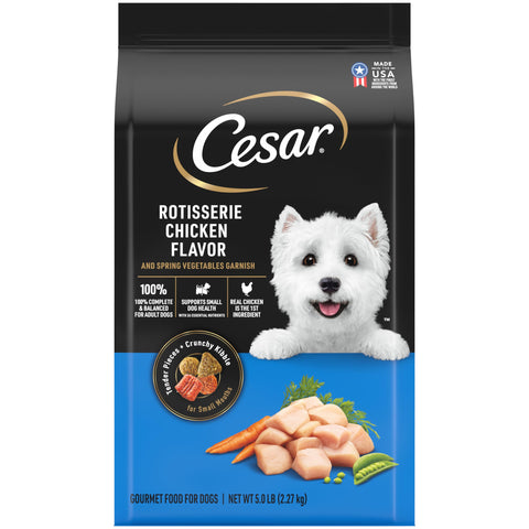 CESAR Adult Small Breed Dry Dog Food Rotisserie Chicken Flavor with Spring Vegetables Garnish, 5 lb. Bag