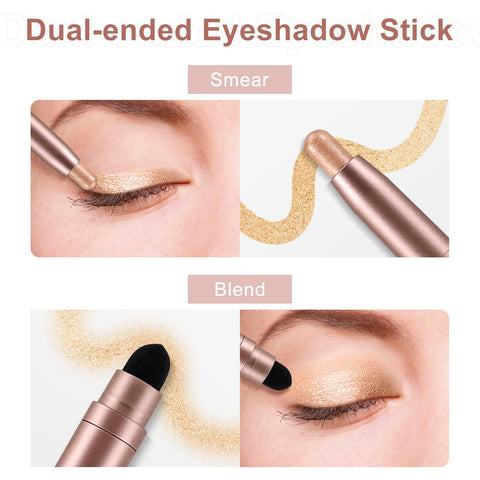 Boobeen Cream Eyeshadow Stick Pigmented, Matte Shimmer Eyeshadow Pencil with Applicator Sponge, Blendable Shadow Stick, Build up Glamorous Eye Makeup