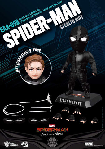 Beast Kingdom Spider-Man Far from Home: Stealth Spider-Man EAA-098 Egg Attack Action Figure, Multicolor